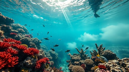 Underwater Contrast: Healthy vs. Polluted Reef