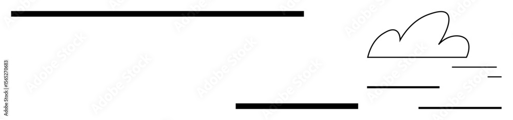 Poster simple composition with bold horizontal black lines and a minimal cloud shape. ideal for simplicity,