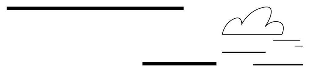 Obraz premium Simple composition with bold horizontal black lines and a minimal cloud shape. Ideal for simplicity, modern design, abstract balance, creativity, branding, lightness, and a simple landing page