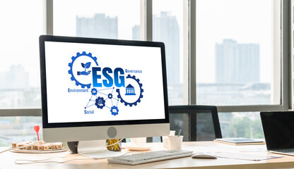 ESG environmental social governance policy for modish business to set a standard to achieve high...