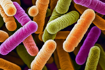 Close up of a bunch of colorful bacteria