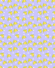 seamless lemon with flowers for wallpaper background. cute hand drawn for printable or wrapping