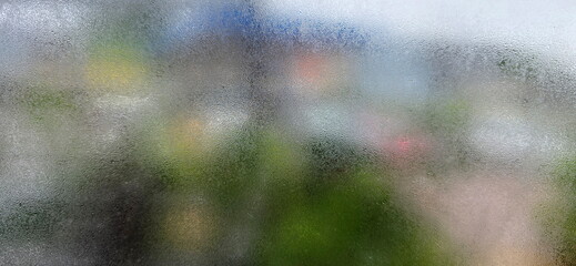 Water droplets, fogged glass, condensation with water drops,temperature difference, cooling,...