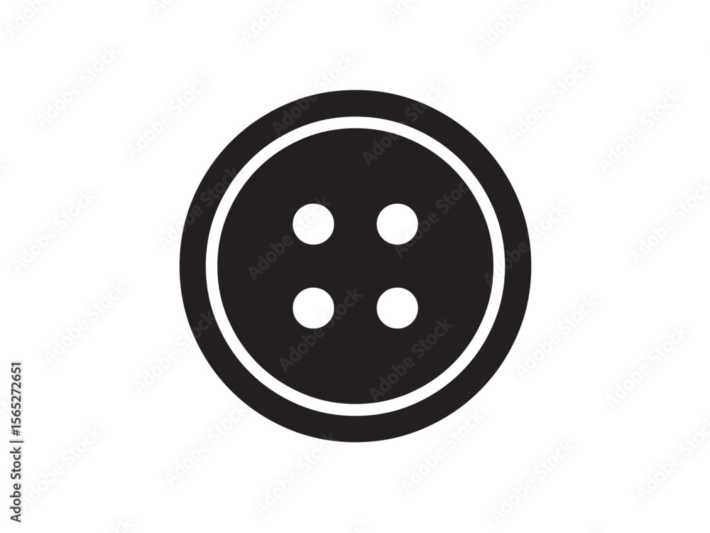 Aufkleber vector isolated one single simple round button with four holes colorless black and white flat symbol