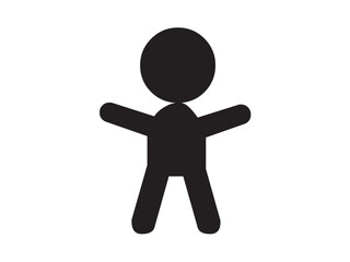 Vector isolated one single simple boy man contour symbol colorless black and white outline silhouette shadow shape stencil solid black


