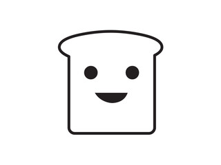 Vector isolated one single simple toast bread kids smiling  colorless black and white contour line easy drawing