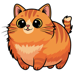 Orange cat cartoon kawaii flat illustration. Orange cat. Fat orange cat