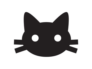 Vector isolated one single cat head mask colorless black and white flat symbol icon logo infographics on a white background silhouette shadow shape stencil solid black, simple minimal graphic element