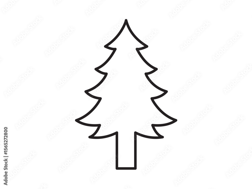 Wall mural vector isolated one single simple fir tree colorless black line contour symbol icon logo infographic