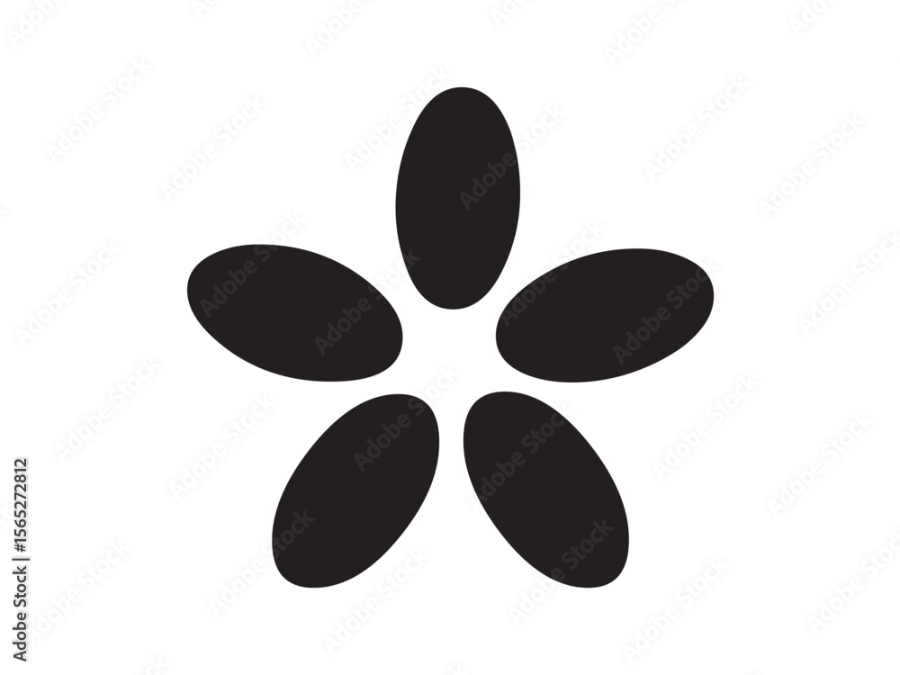 Canvas Prints vector isolated one single simple flower stencil with five oval petals colorless black symbol icon l