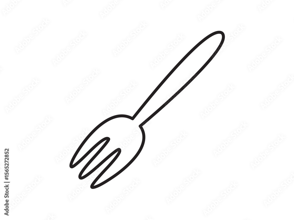 Aufkleber vector isolated one single simple minimal fork kids style colorless black and white contour line eas