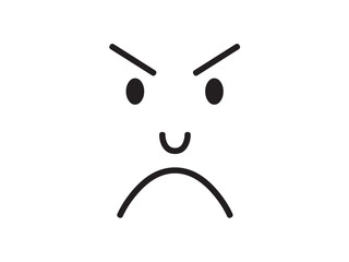 Vector isolated angry displeased face drawing colorless black symbol icon logo infographics on a white background simple minimal graphic element