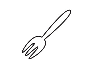 Vector isolated one single simple minimal fork kids style colorless black and white contour line easy drawing