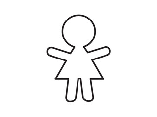 Obraz premium Vector isolated one single simple girl woman female shape colorless black line symbol icon logo infographics on a white background simple minimal graphic element