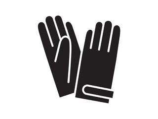 Obraz premium Vector isolated two pair couple black leather gloves colorless black symbol icon logo infographics on a white background simple minimal graphic element