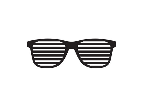 Vector isolated shutter shades eye glasses colorless black symbol icon logo infographics on a white background simple minimal graphic element
