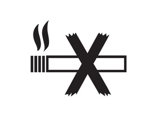 Vector isolated single No Smoking sign, smoking is prohibited, do not smoke, crossed out cigarette colorless black symbol icon logo infographics on a white background simple minimal graphic element