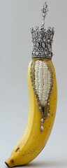 Sparkling artwork with crystal textures, silver colors, and images of royal crowns