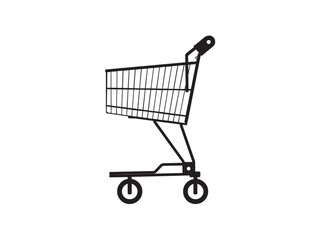 Vector isolated one single simple grocery cart in the supermarket colorless black symbol icon logo infographics on a white background simple minimal graphic element