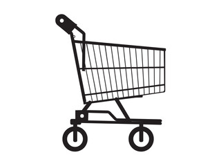 Vector isolated one single simple grocery cart in the supermarket colorless black symbol icon logo infographics on a white background simple minimal graphic element
