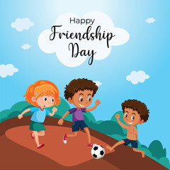 Friendship day banner background with playing kids 