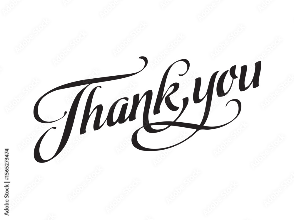 Fototapete vector isolated lettering word thank you text hand written marker style colorless black symbol icon 
