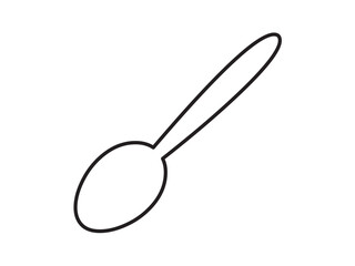 Vector isolated one single simple spoon colorless black and white contour line easy drawing