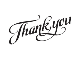 Vector isolated lettering word THANK YOU text hand written marker style colorless black symbol icon logo infographics on a white background simple minimal graphic element