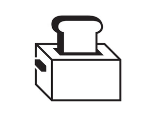 Vector isolated one single simple toaster with bread  colorless black and white symbol icon logo infographics on a white background simple minimal graphic element