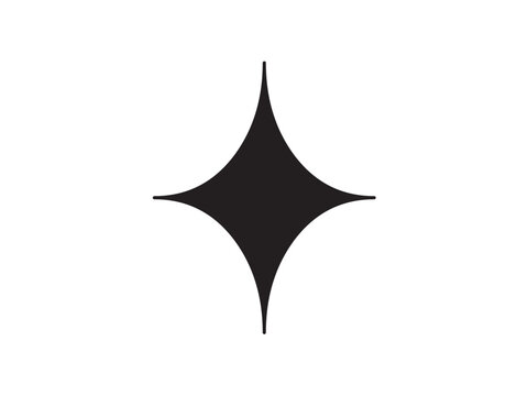 Vector isolated one single simple rhomb four points star shine symbol colorless black and white outline silhouette shadow shape stencil solid black