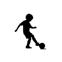Energetic Child Soccer Silhouette Vector – Dynamic Outdoor Sports Illustration

