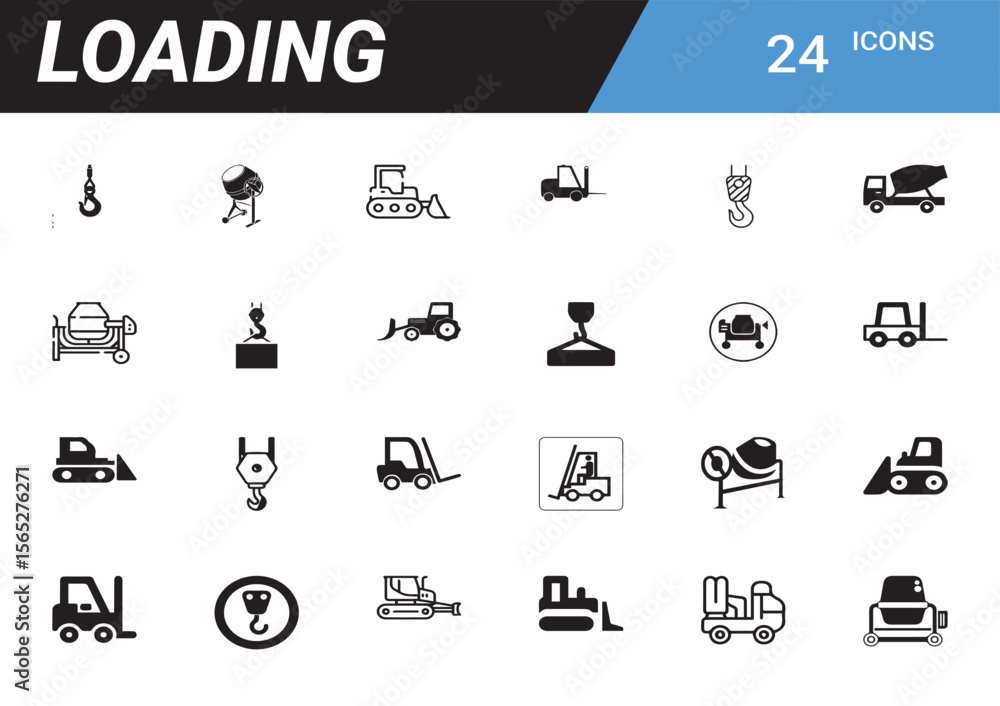 Poster loading icon set: a comprehensive collection of 24 meticulously crafted icons, each representing var