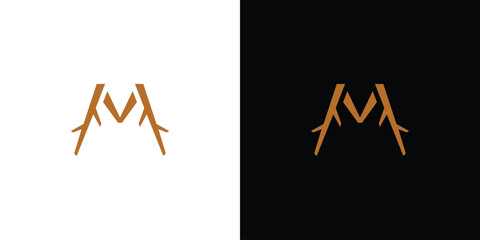 Unique and natural initial M stem logo design