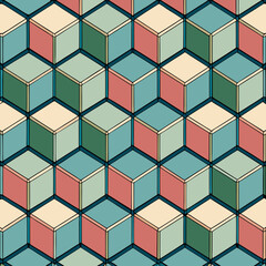 Isometric 3D Cube Grid – Seamless Abstract Vector. 
Geometric isometric cube grid pattern in soft tones and clean structure. Perfect for tech branding, UI, and digital media.