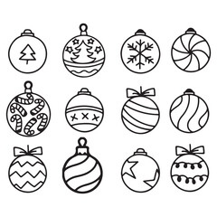 Christmas Postcard Collection Set ball vector illustration