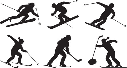 Cute Dog Playing in the Snow Winter Sports Illustration