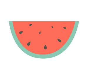 Watermelon slice isolated on white background, vector illustration
