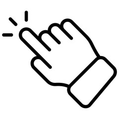 Click Gesture Outline Style Icon Vector Design - hand pointing or tapping, representing click, touch, or interaction on screen