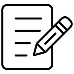 Fototapeta premium Edit Note Outline Style Icon Vector Design - document with a pencil, indicating note-taking, writing, or editing a file