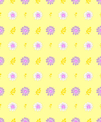 Flower seamless pattern on yellow background.soft pastel colors water color seamless pattern for beauty products or other. Design for fabric ,cover.wallpaper,wrapping,clothing,ceramic products.