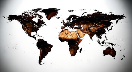 Minimalist World Map Silhouette with White Background