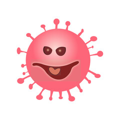 Bacteria, microbes, cute germs and viruses isolate cartoon vector character with pink cute face with happy expression