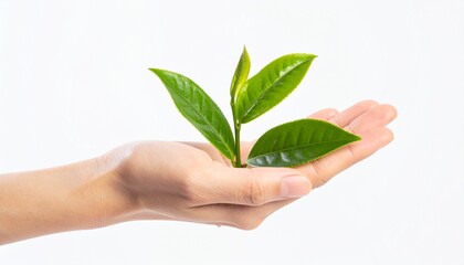 A person's hand gently cradling a vibrant green plant, symbolizing growth, care, and environmental consciousness.
