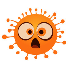 Bacteria, microbes, funny germs and viruses isolate cartoon vector character with orange funny face with surprised expression