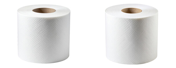 Single White Toilet Paper Roll Standing Upright, Isolated on Transparent Background PNG
