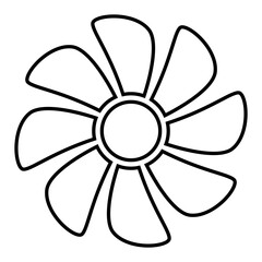 fan silhouette shape, air conditioner and ventilation icon symbol, black and white vector illustration