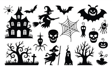 Obraz premium Spooky Halloween Silhouettes Collection scary gothic
