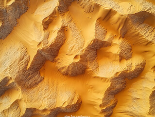 Golden Dunes of the Desert: An aerial view captures the mesmerizing patterns and textures sculpted by wind and time across endless golden sand dunes, invoking a sense of vastness and natural beauty.
