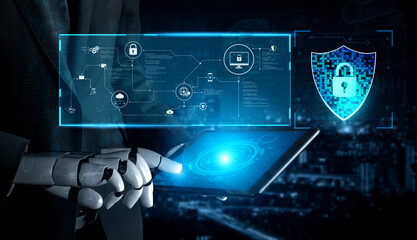 AI artificial intelligence strengthens cybersecurity with intelligent threat detection, virtual...