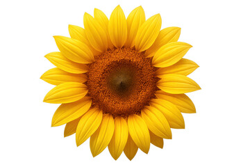 Fototapeta premium Sunflower bloom featuring bright yellow petals, intricate dark center, sharp focus against transparent backdrop